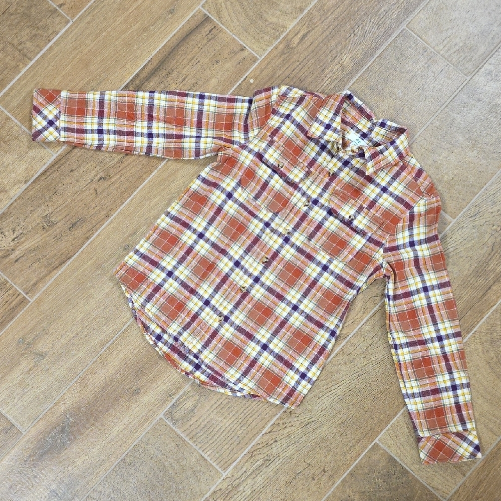 Plaid Kid's Shirt - Orange and Purple